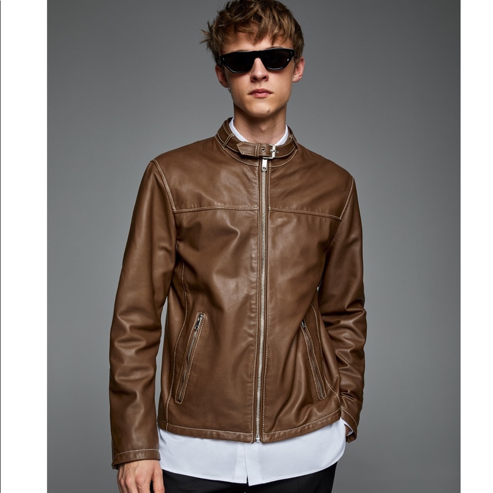 Genuine Leather Lambskin Jacket w/ top stitching